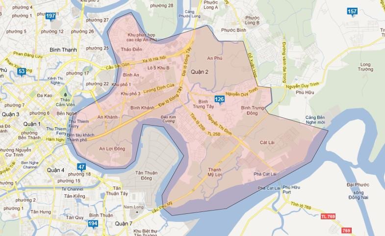 kort af hverfum í ho chi minh